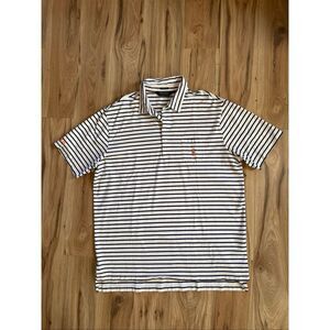Polo Golf Ralph Lauren Mens Blue White Striped Stretch Lisle Polo Shirt XL
